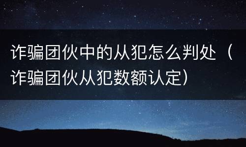 诈骗团伙中的从犯怎么判处（诈骗团伙从犯数额认定）