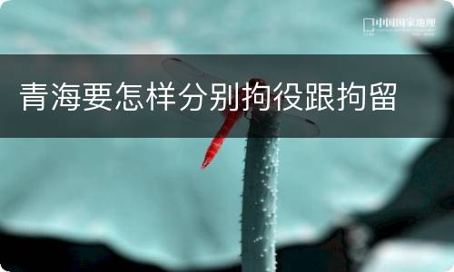 青海要怎样分别拘役跟拘留