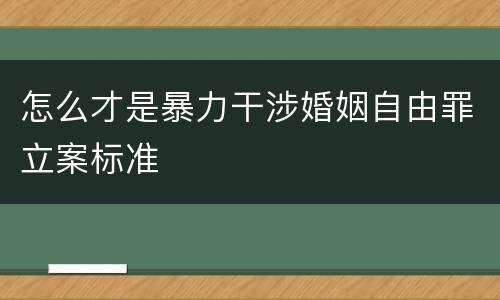 怎么才是暴力干涉婚姻自由罪立案标准