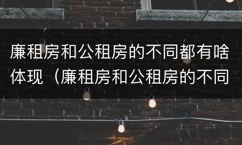廉租房和公租房的不同都有啥体现（廉租房和公租房的不同都有啥体现呢）