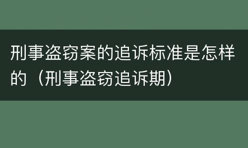 刑事盗窃案的追诉标准是怎样的（刑事盗窃追诉期）