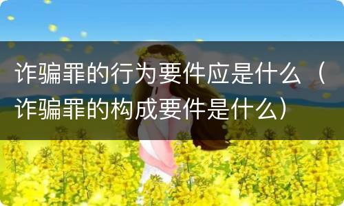 诈骗罪的行为要件应是什么（诈骗罪的构成要件是什么）