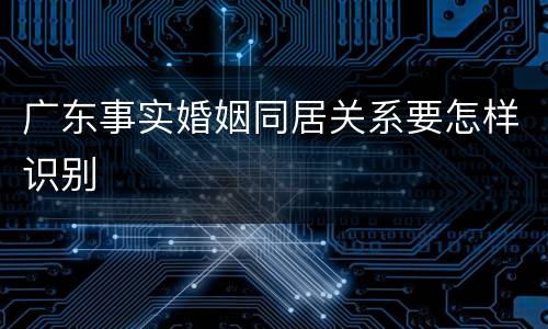 广东事实婚姻同居关系要怎样识别