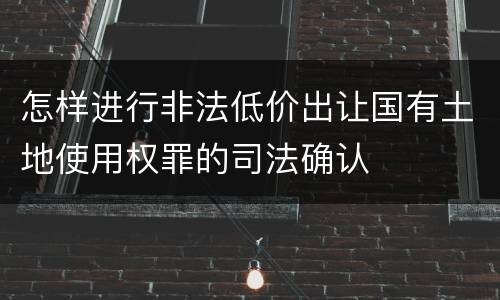 怎样进行非法低价出让国有土地使用权罪的司法确认
