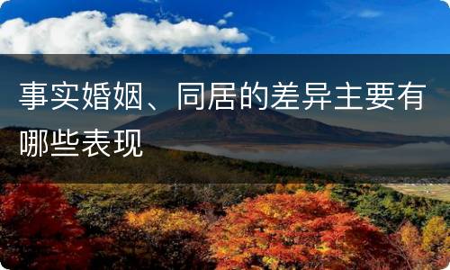 事实婚姻、同居的差异主要有哪些表现