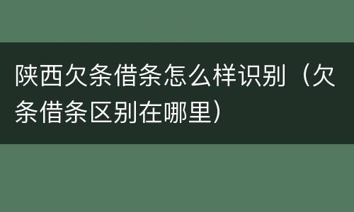 陕西欠条借条怎么样识别（欠条借条区别在哪里）