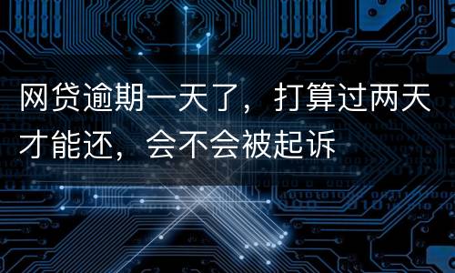网贷逾期一天了，打算过两天才能还，会不会被起诉