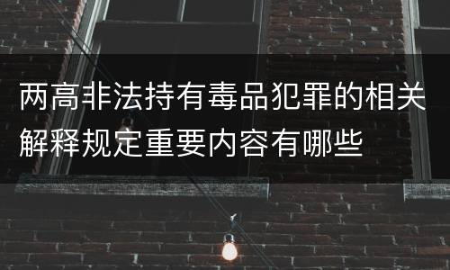 两高非法持有毒品犯罪的相关解释规定重要内容有哪些