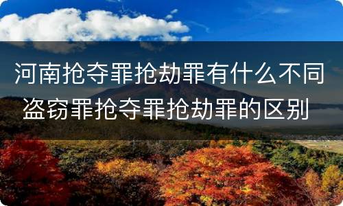 河南抢夺罪抢劫罪有什么不同 盗窃罪抢夺罪抢劫罪的区别