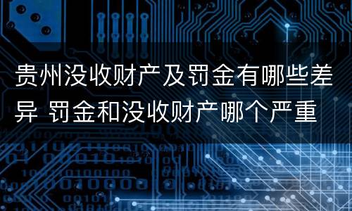 贵州没收财产及罚金有哪些差异 罚金和没收财产哪个严重