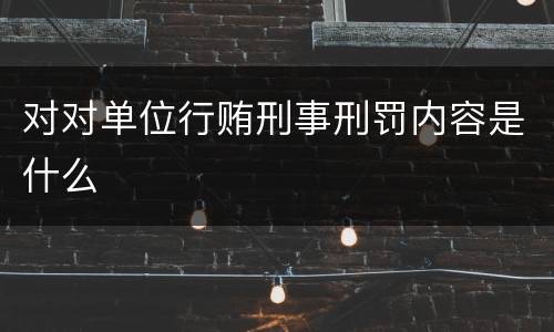 对对单位行贿刑事刑罚内容是什么