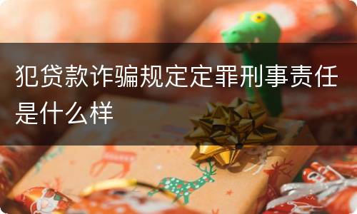 犯贷款诈骗规定定罪刑事责任是什么样