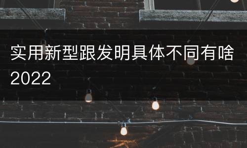 实用新型跟发明具体不同有啥2022