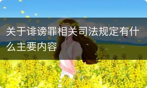 关于诽谤罪相关司法规定有什么主要内容