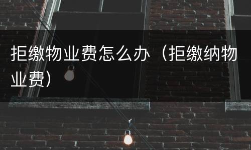 拒缴物业费怎么办（拒缴纳物业费）