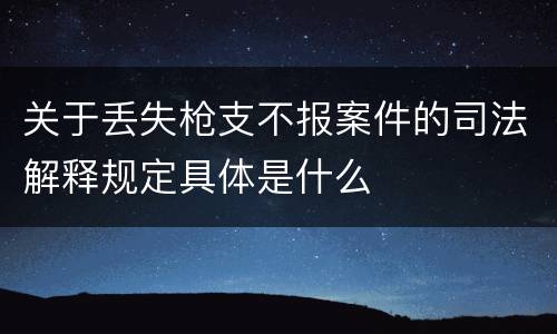 关于丢失枪支不报案件的司法解释规定具体是什么