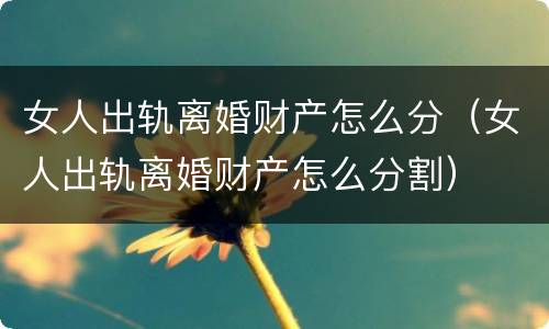 女人出轨离婚财产怎么分（女人出轨离婚财产怎么分割）