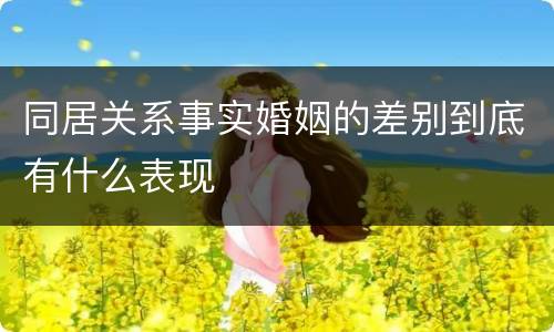 同居关系事实婚姻的差别到底有什么表现