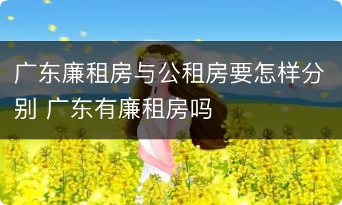 广东廉租房与公租房要怎样分别 广东有廉租房吗