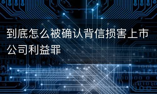 到底怎么被确认背信损害上市公司利益罪