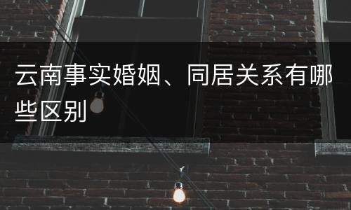 云南事实婚姻、同居关系有哪些区别