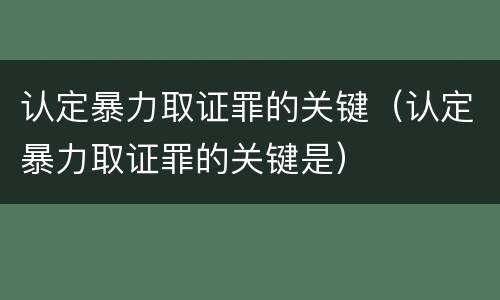 认定暴力取证罪的关键（认定暴力取证罪的关键是）