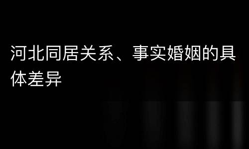河北同居关系、事实婚姻的具体差异