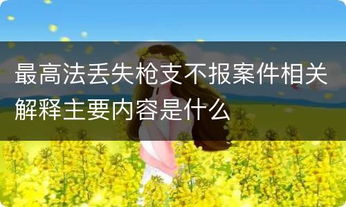 最高法丢失枪支不报案件相关解释主要内容是什么