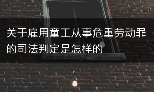 关于雇用童工从事危重劳动罪的司法判定是怎样的