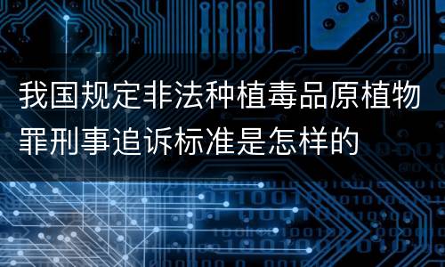 我国规定非法种植毒品原植物罪刑事追诉标准是怎样的