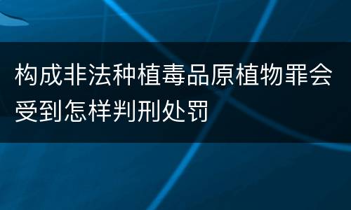 构成非法种植毒品原植物罪会受到怎样判刑处罚