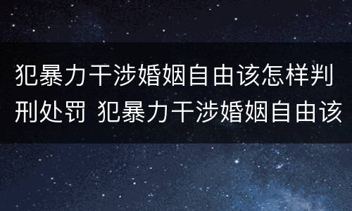 犯暴力干涉婚姻自由该怎样判刑处罚 犯暴力干涉婚姻自由该怎样判刑处罚决定书