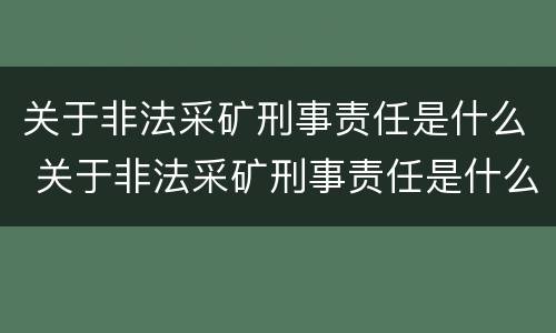 关于非法采矿刑事责任是什么 关于非法采矿刑事责任是什么意思