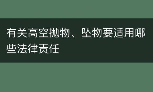 有关高空抛物、坠物要适用哪些法律责任
