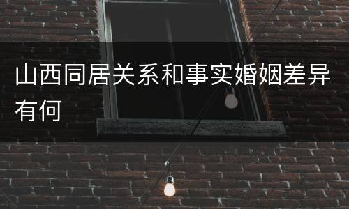 山西同居关系和事实婚姻差异有何
