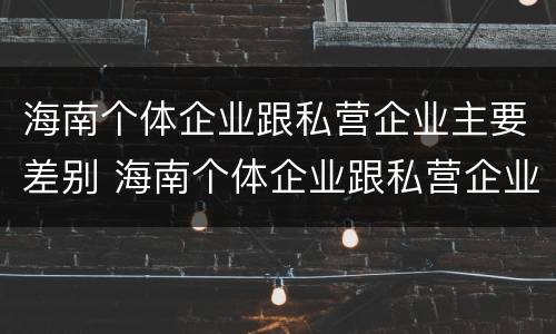 海南个体企业跟私营企业主要差别 海南个体企业跟私营企业主要差别是什么