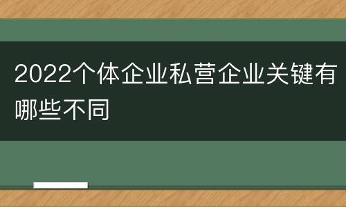2022个体企业私营企业关键有哪些不同