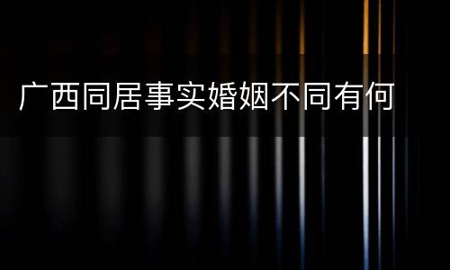 广西同居事实婚姻不同有何