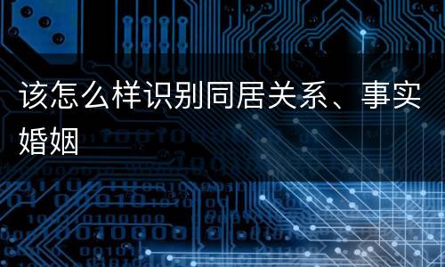 该怎么样识别同居关系、事实婚姻