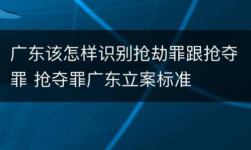 广东该怎样识别抢劫罪跟抢夺罪 抢夺罪广东立案标准