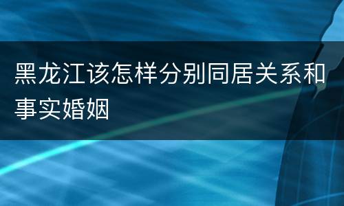 黑龙江该怎样分别同居关系和事实婚姻