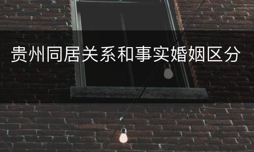 贵州同居关系和事实婚姻区分