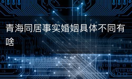 青海同居事实婚姻具体不同有啥