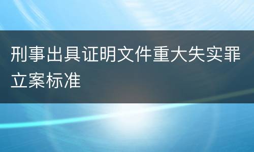 刑事出具证明文件重大失实罪立案标准