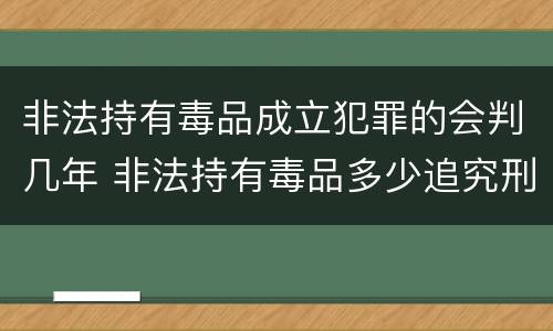 非法持有毒品成立犯罪的会判几年 非法持有毒品多少追究刑事责任
