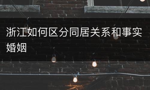 浙江如何区分同居关系和事实婚姻