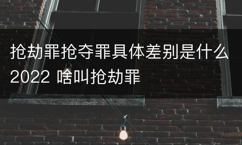 抢劫罪抢夺罪具体差别是什么2022 啥叫抢劫罪