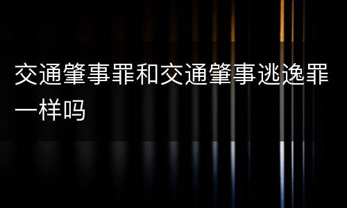 交通肇事罪和交通肇事逃逸罪一样吗