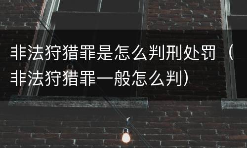 非法狩猎罪是怎么判刑处罚（非法狩猎罪一般怎么判）