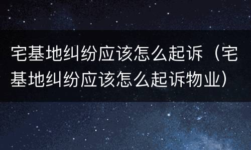 宅基地纠纷应该怎么起诉（宅基地纠纷应该怎么起诉物业）